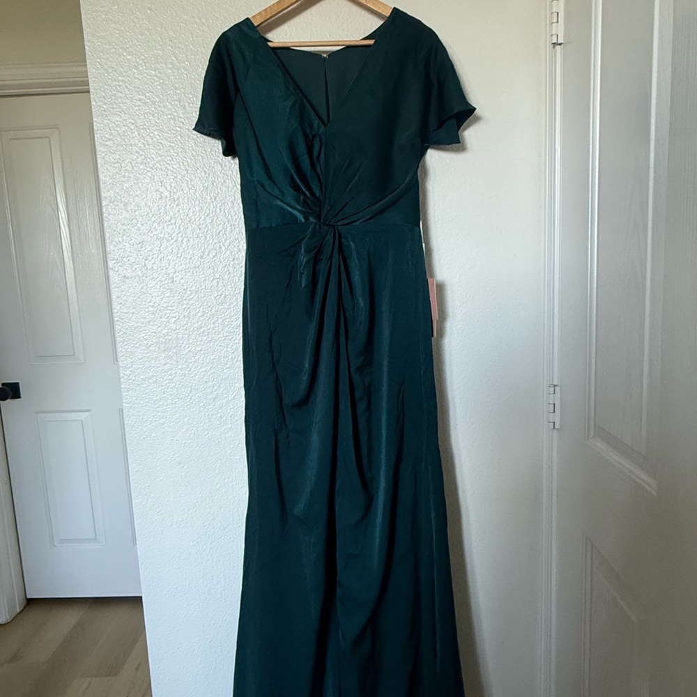 Twist-Front Peacock Maxi Dress